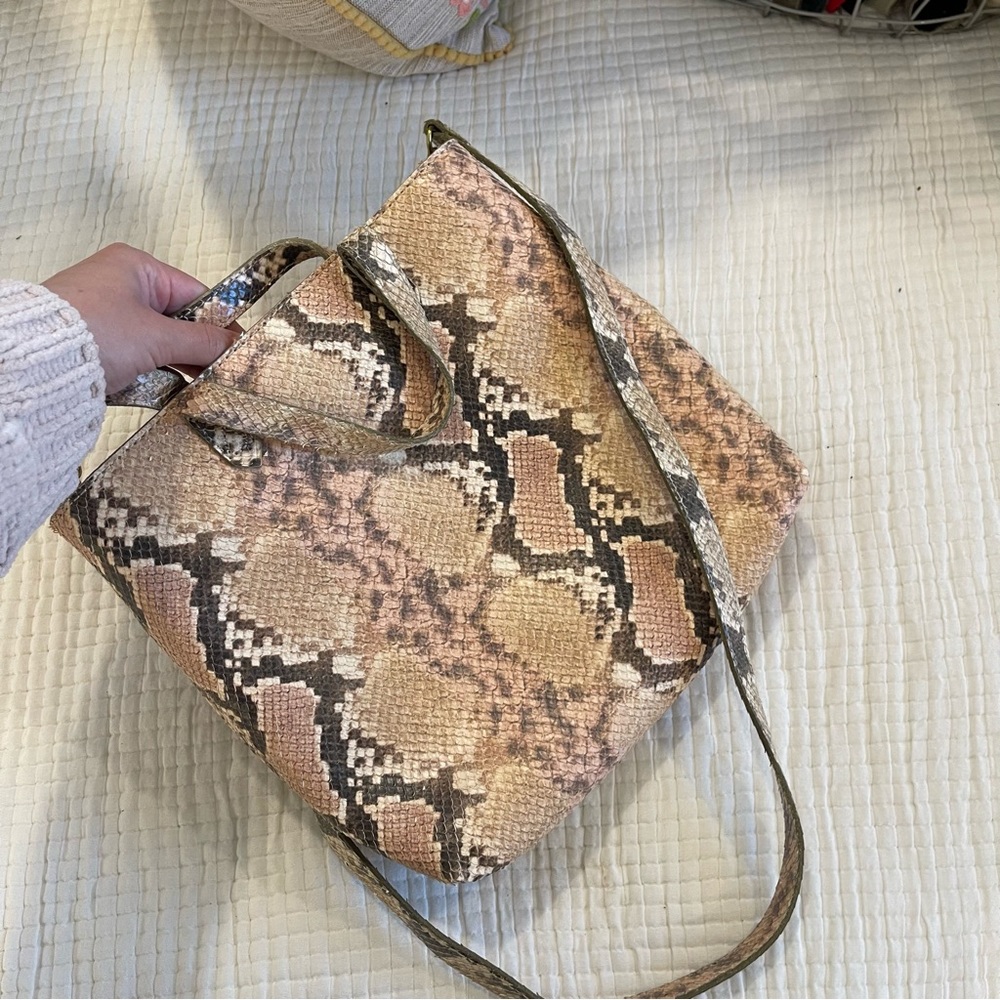 Madewell Snakeskin Zip Top Transport Tote Purse - Picture 6 of 9